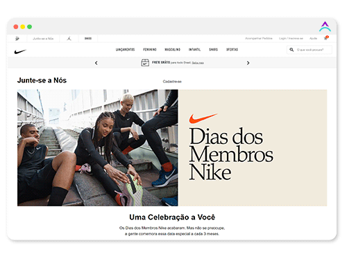 Gif do site da Nike para exemplificar o uso da Estratégia Push e Pull.